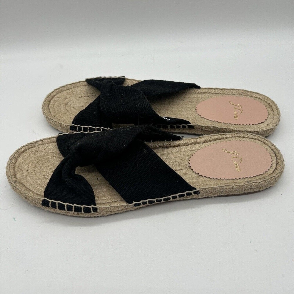 J.Crew Women's Twisted Knot Espadrille Sandals in Black Canvas Size 9.5 - Picture 2 of 8